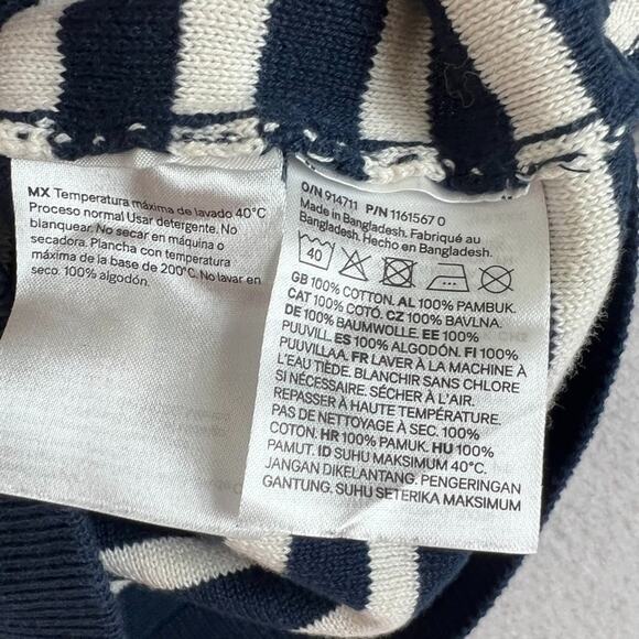 H&M Sweater Kids 3/4T Striped Navy Blue & White 100% Cotton Crewneck Knit - Picture 4 of 7